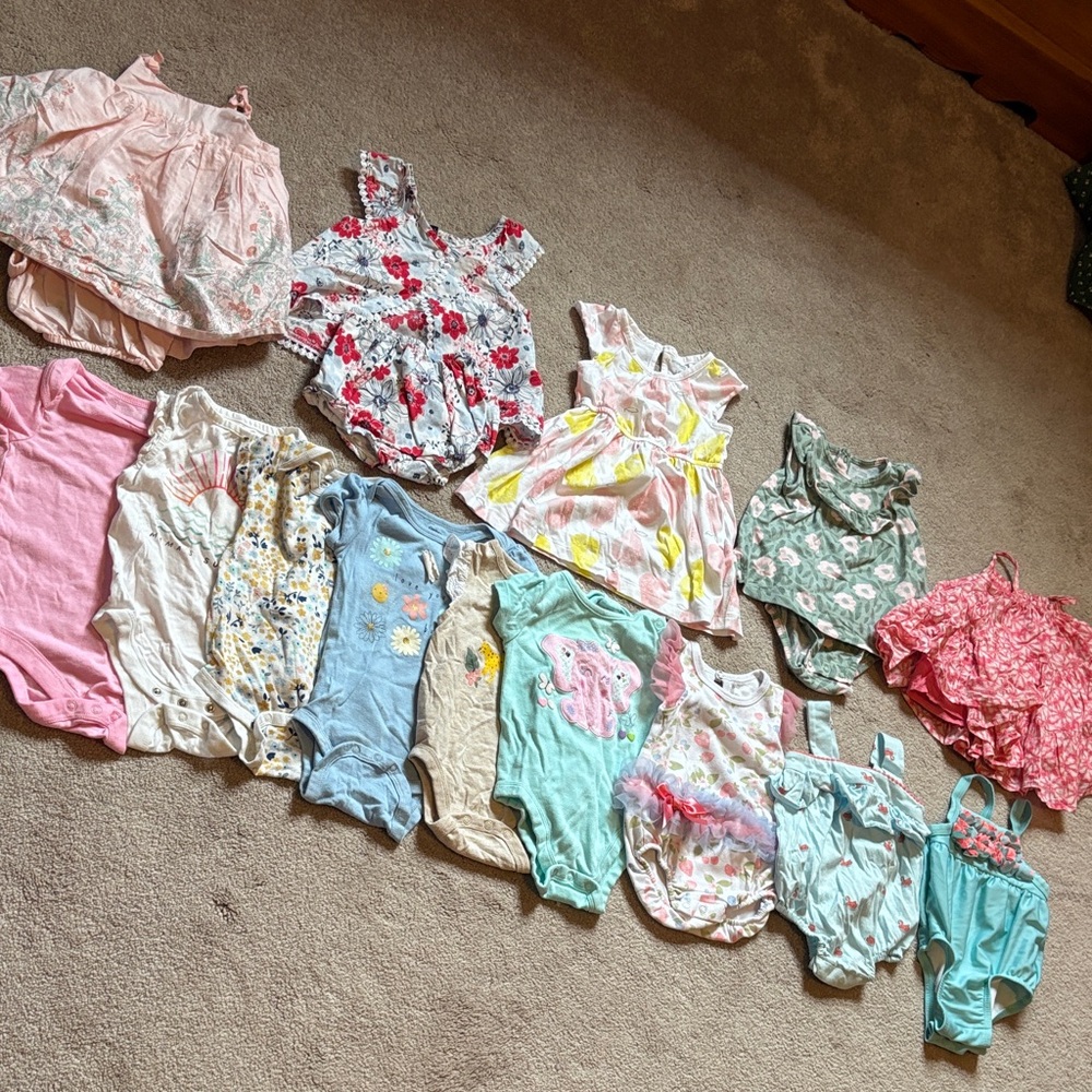 Assorted Baby Girl Rompers and Dresses Size 3-6